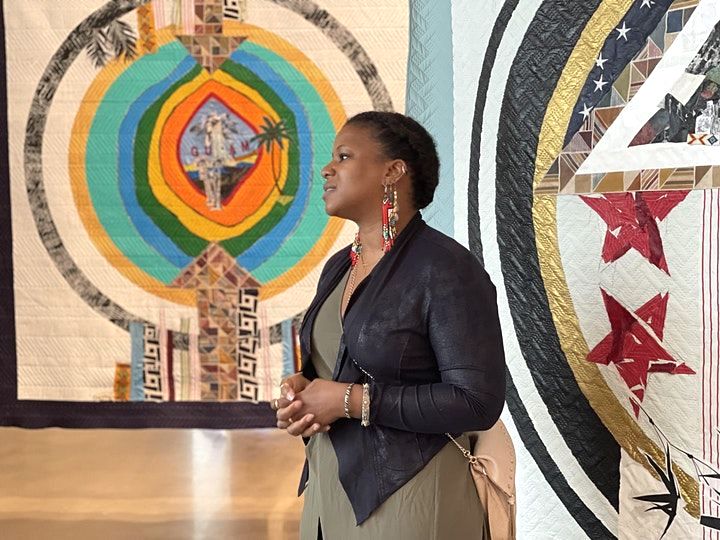 Amber Robles-Gordon presenting about her quilts at American University.