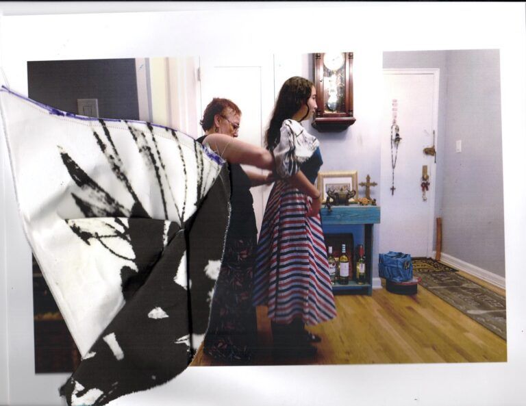 "This image of a wider photo series depicts my nana and I styling garments we both created in response to a prompt 'fashion and revolution.'"- Gabby Vazquez