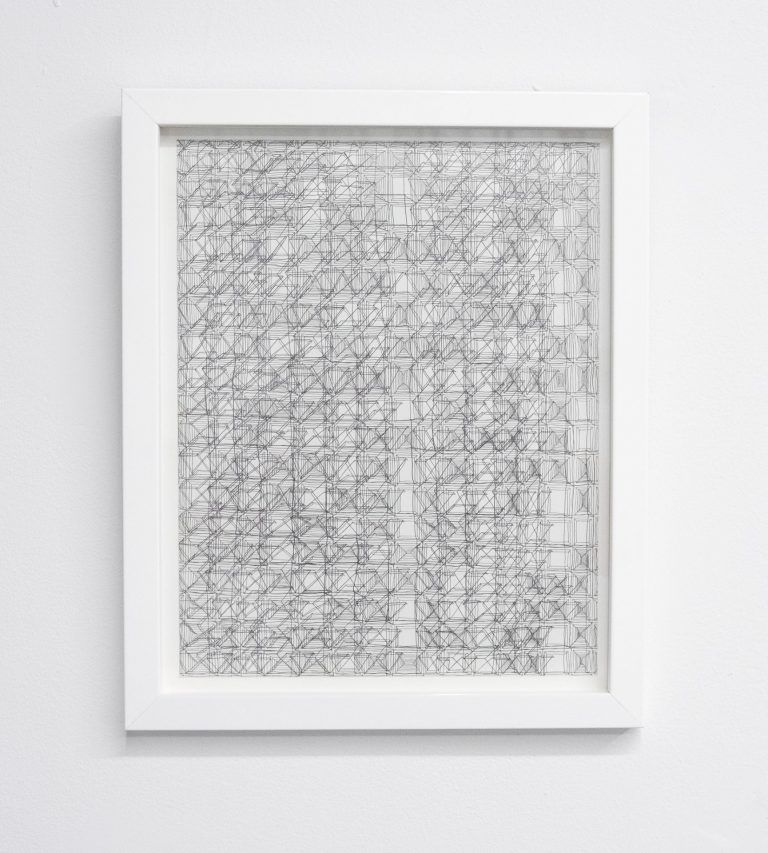 Layered grid patterns and intersecting lines on a small scale.