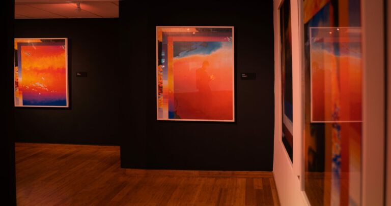 Series of experimental photographic prints created from layers of aerial thermal images of the ocean. The warm tones indicate portions of the ocean where temperatures have been recorded or documented due to the overheating.