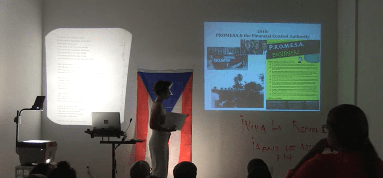 Mireya Lucio performs a non-authoritative lecture as a process of de-colonizing herself.