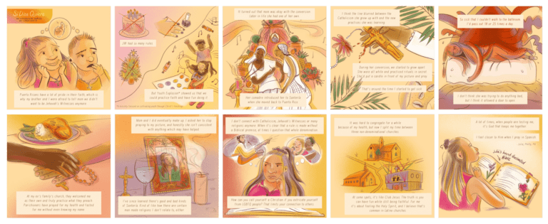 “Si Dios Quiere” (God Willing) is a digital comic series that sheds light on individual Puerto Ricans’ experiences with all things spiritual. Digital art done in Procreate.