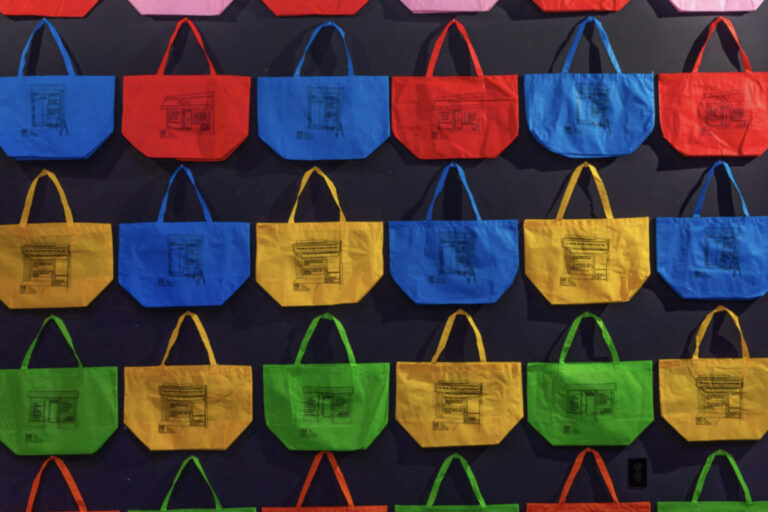 "Learning about their experiences as business owners and documenting their unique perspectives on their role within their neighborhood, the Lower East Side, NYC. Quotes from these interviews, featured on reusable shopping bags designed by Ramos-Fermín in consultation with vendors, are available to customers who purchase items at participating businesses." - Hatuey Ramos-Fermín