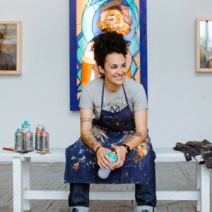 Sam Kirk photographed in her studio.