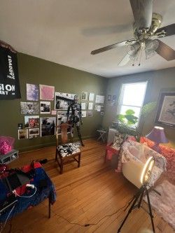 A room set up to be a filming location.