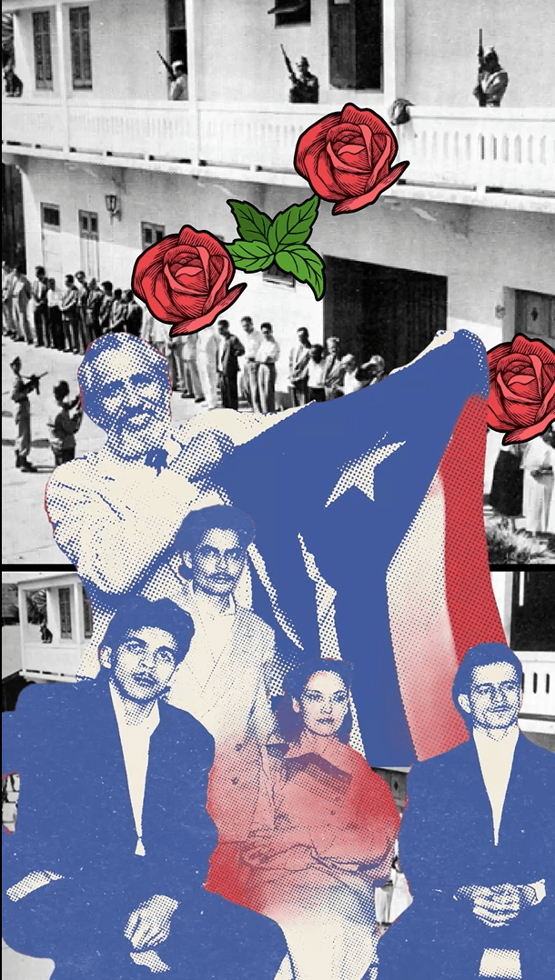 This animated digital collage is honoring the liberation fighters of Puerto Rico.