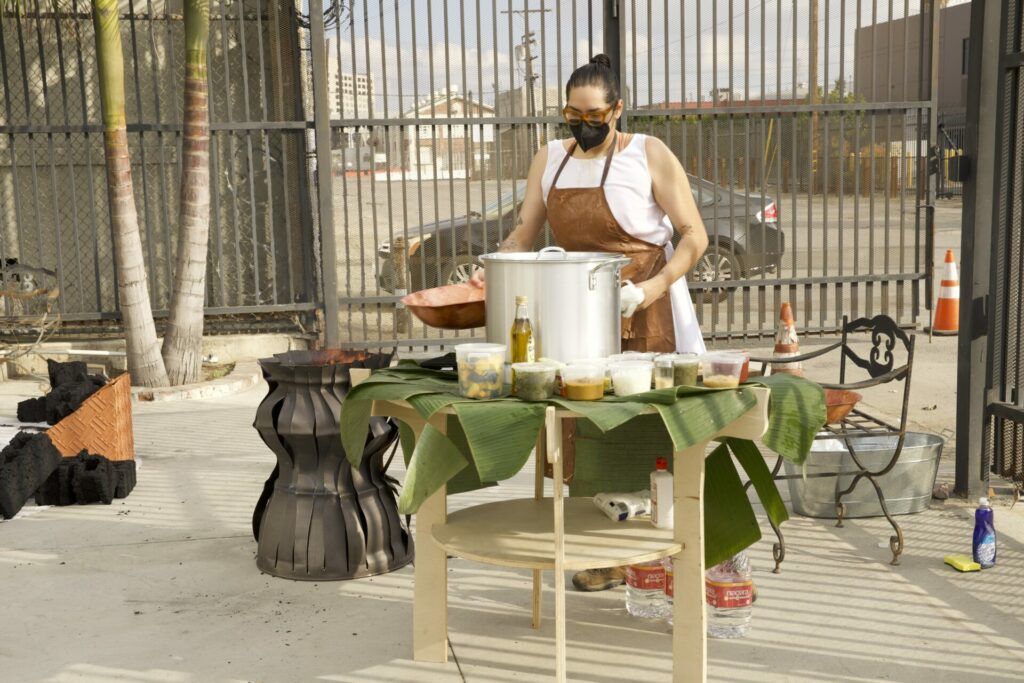 Valeria Tizol Vivas preparing sancocho from scratch.