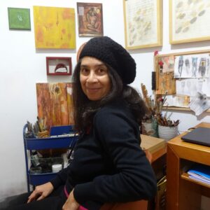 Artist Soraya Marcano in her studio